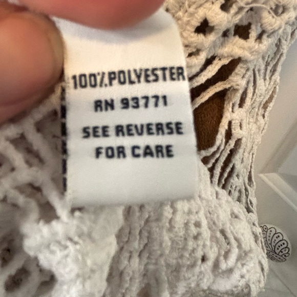 Belle France White Lace Crochet High Low Boho Top Size Medium - Picture 12 of 13